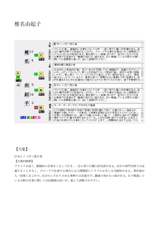 占い姓名判断椎名由起子01